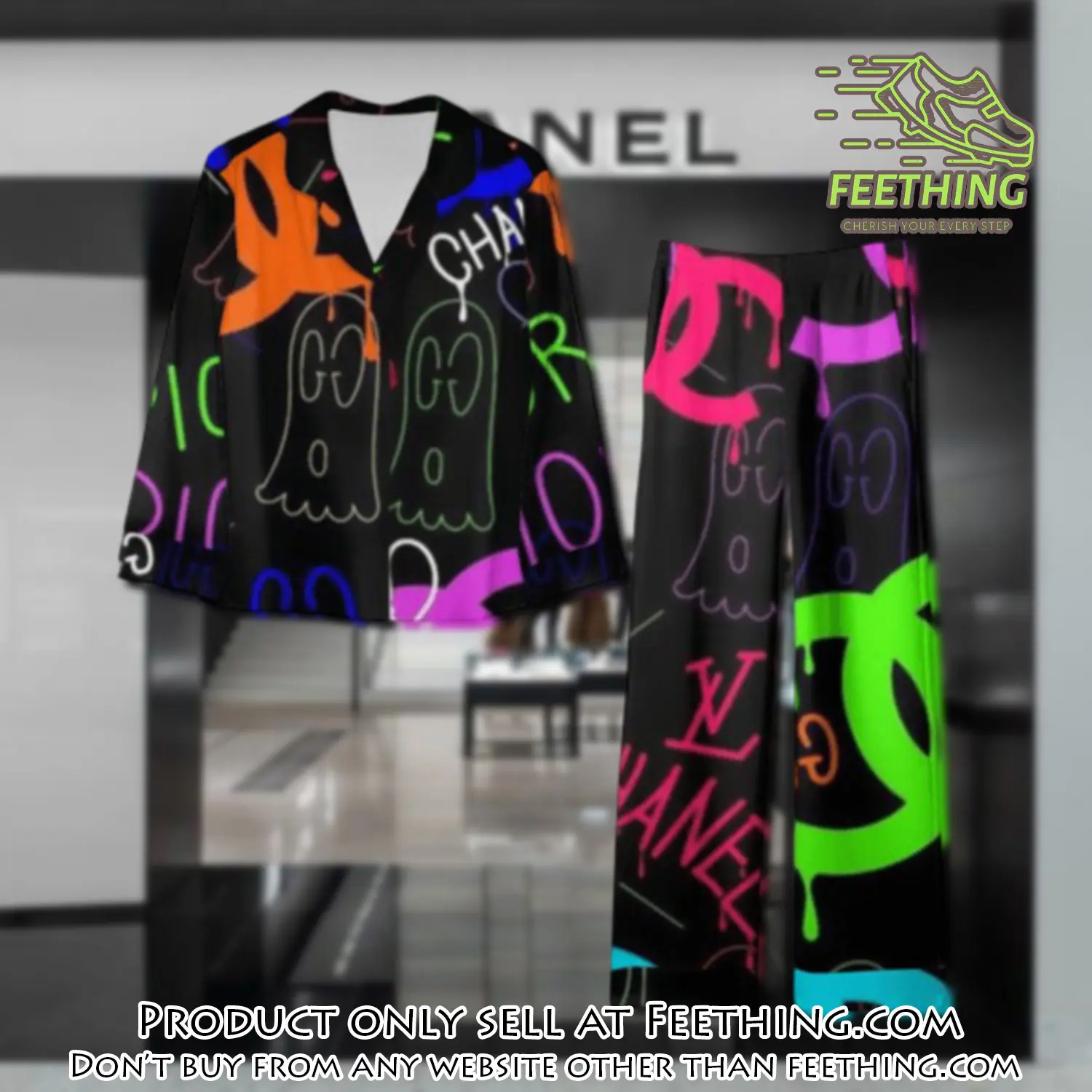 Trending luxury chanel satin pajama set pjs1043 ft5924237